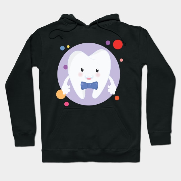 Cute Adorable Gentleman Tooth Kawaii Design Hoodie by The Little Store Of Magic